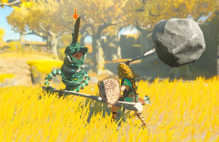 يحارب Link أحد Construct بسلاح مدمج في The Legend of Zelda: Tears of the Kingdom.