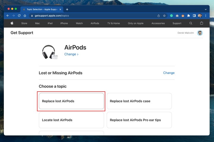 خطوات كيفية استبدال AirPods المفقودة أو المفقودة.