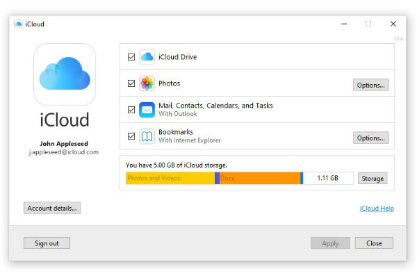 آي كلاود لنظام التشغيل Windows.