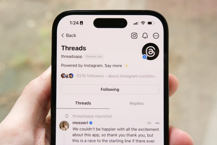 حساب موثق على Instagram Threads.