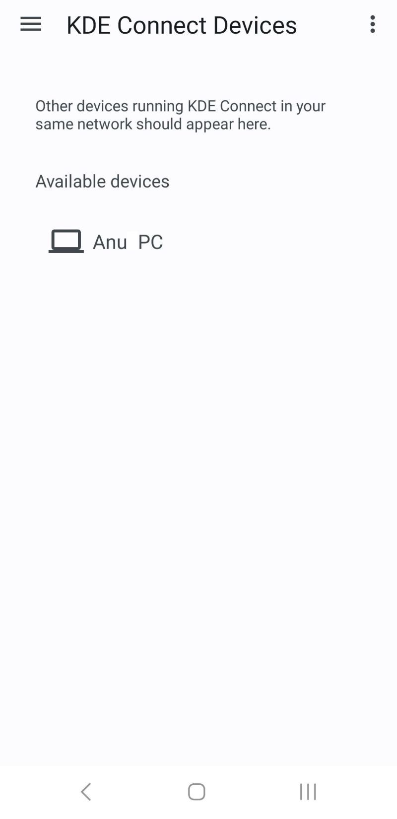 لقطة شاشة لاسم الكمبيوتر الشخصي في KDE Connect