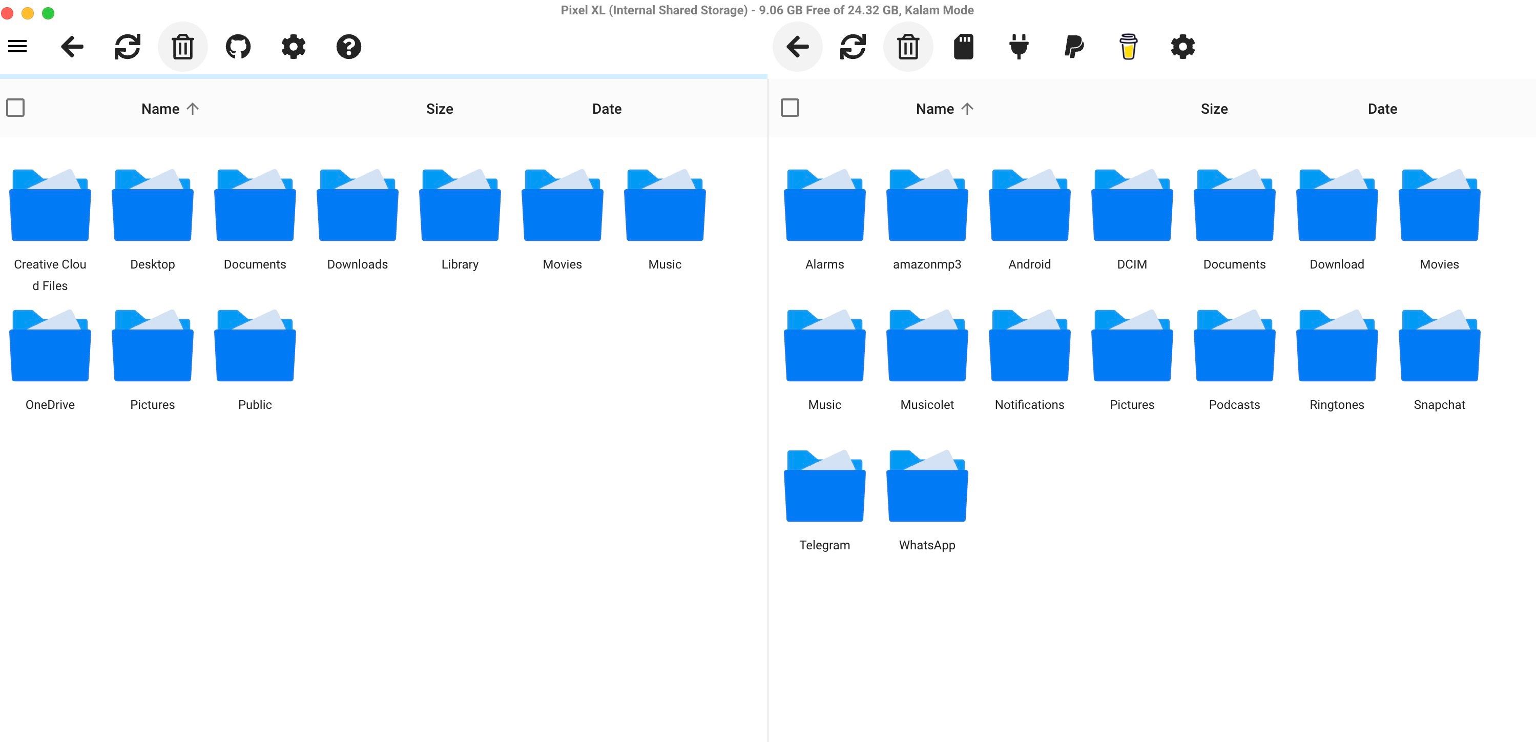لقطة شاشة لـ OpenMTP على نظام Mac