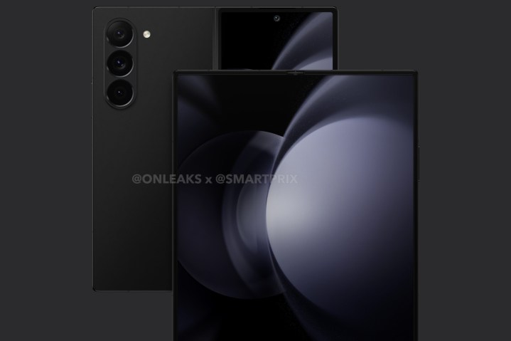 صور هاتف Samsung Galaxy Z Fold 6، تظهر الجزء الأمامي والخلفي من الهاتف.