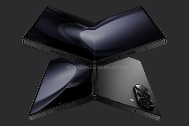 صور هاتف Samsung Galaxy Z Fold 6، تظهر الجزء الأمامي والخلفي من الهاتف.