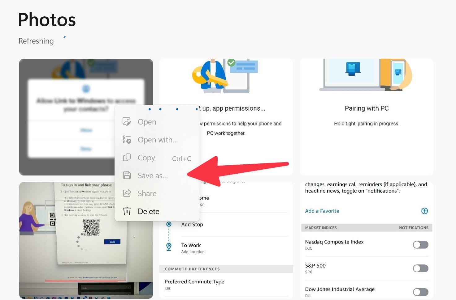 حفظ الصور على ويندوز
