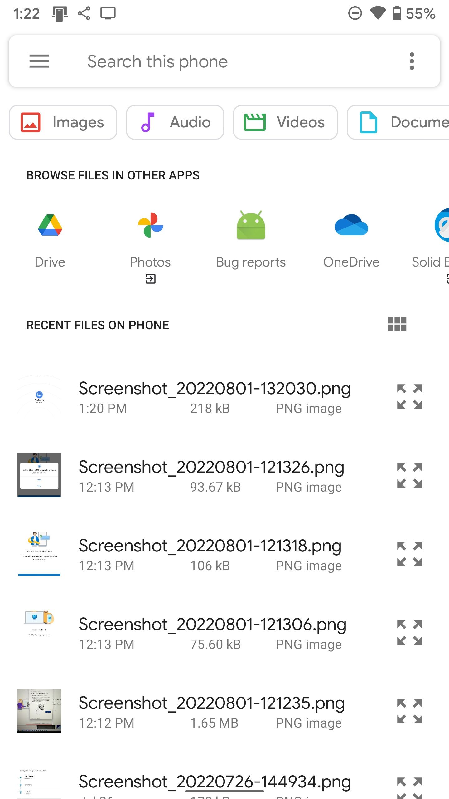 حدد الوسائط على Android عبر Snapdrop