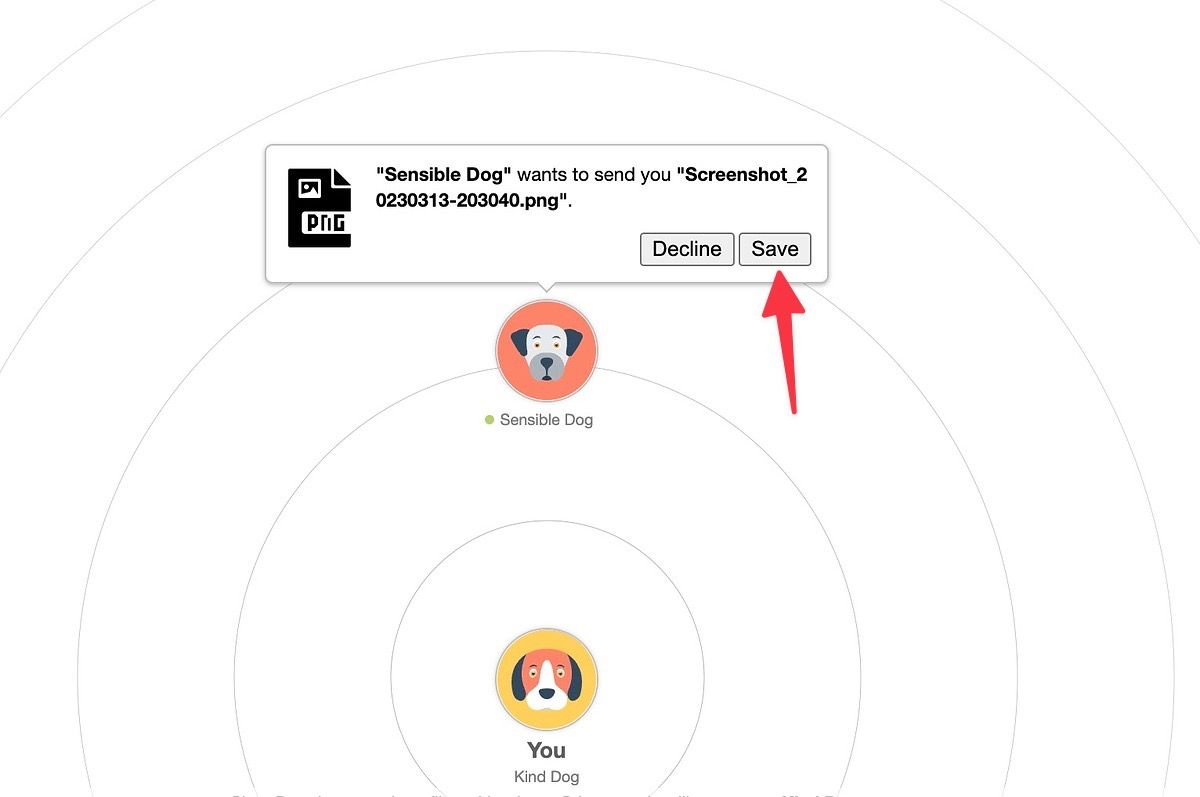 حفظ الملفات على جهاز الكمبيوتر عبر Sharedrop