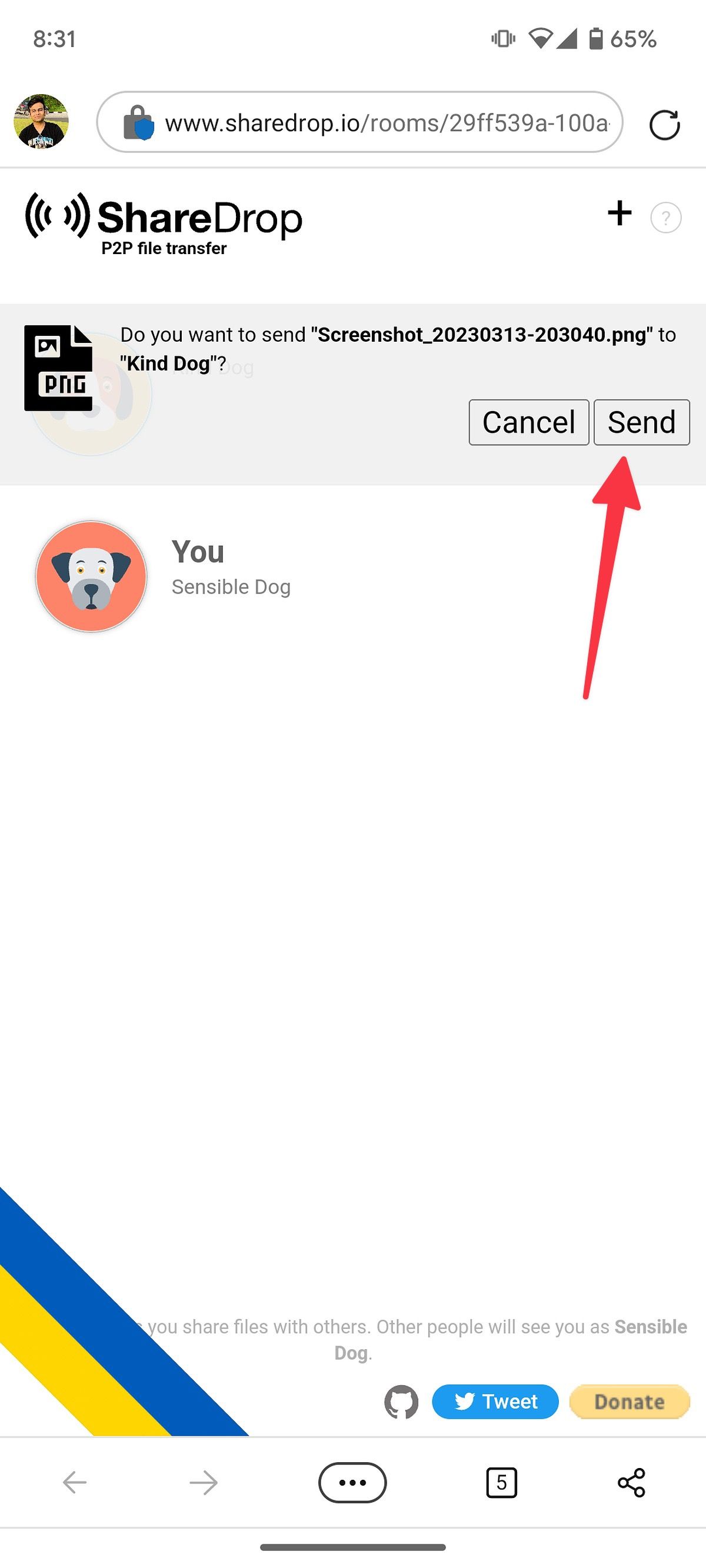 إرسال الملفات إلى جهاز الكمبيوتر