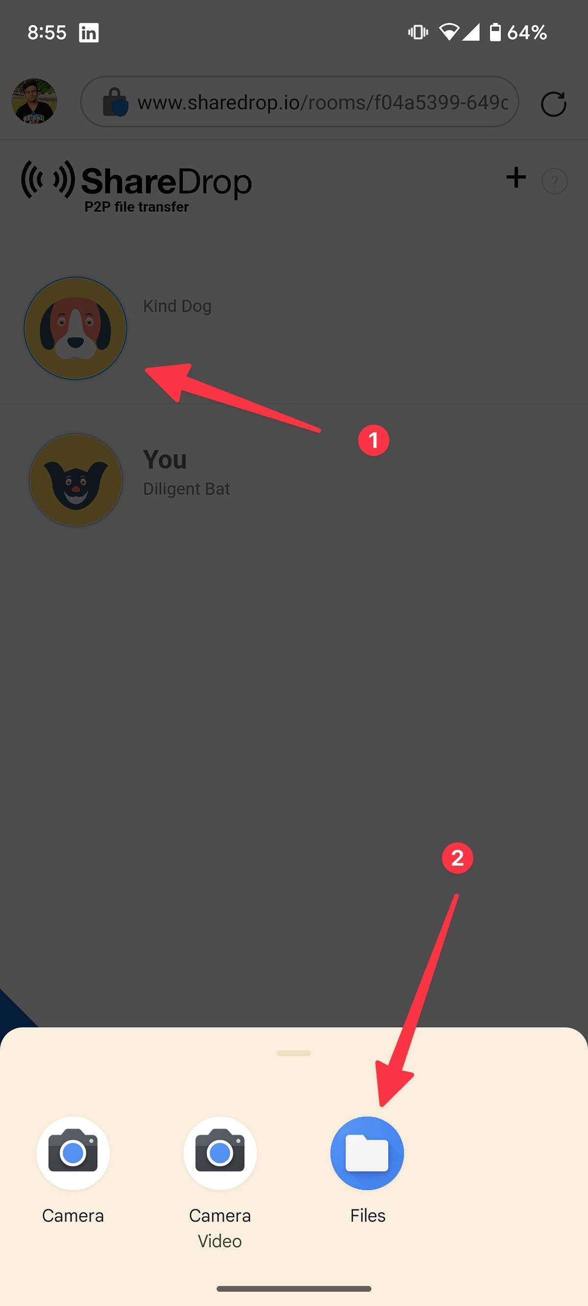 إرسال الملفات على ShareDrop