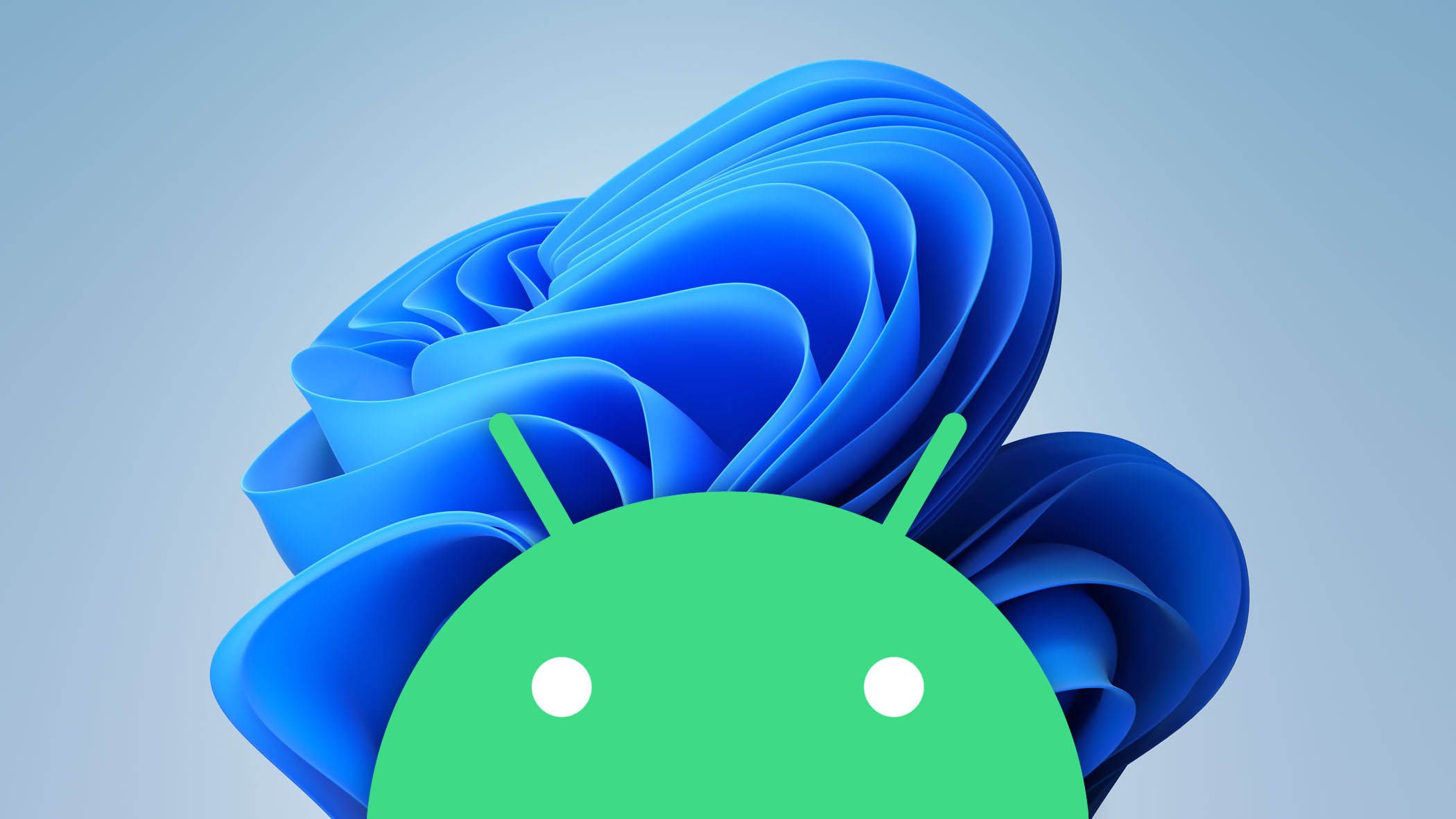 شعار Android مع دوامة من الشعر الأزرق