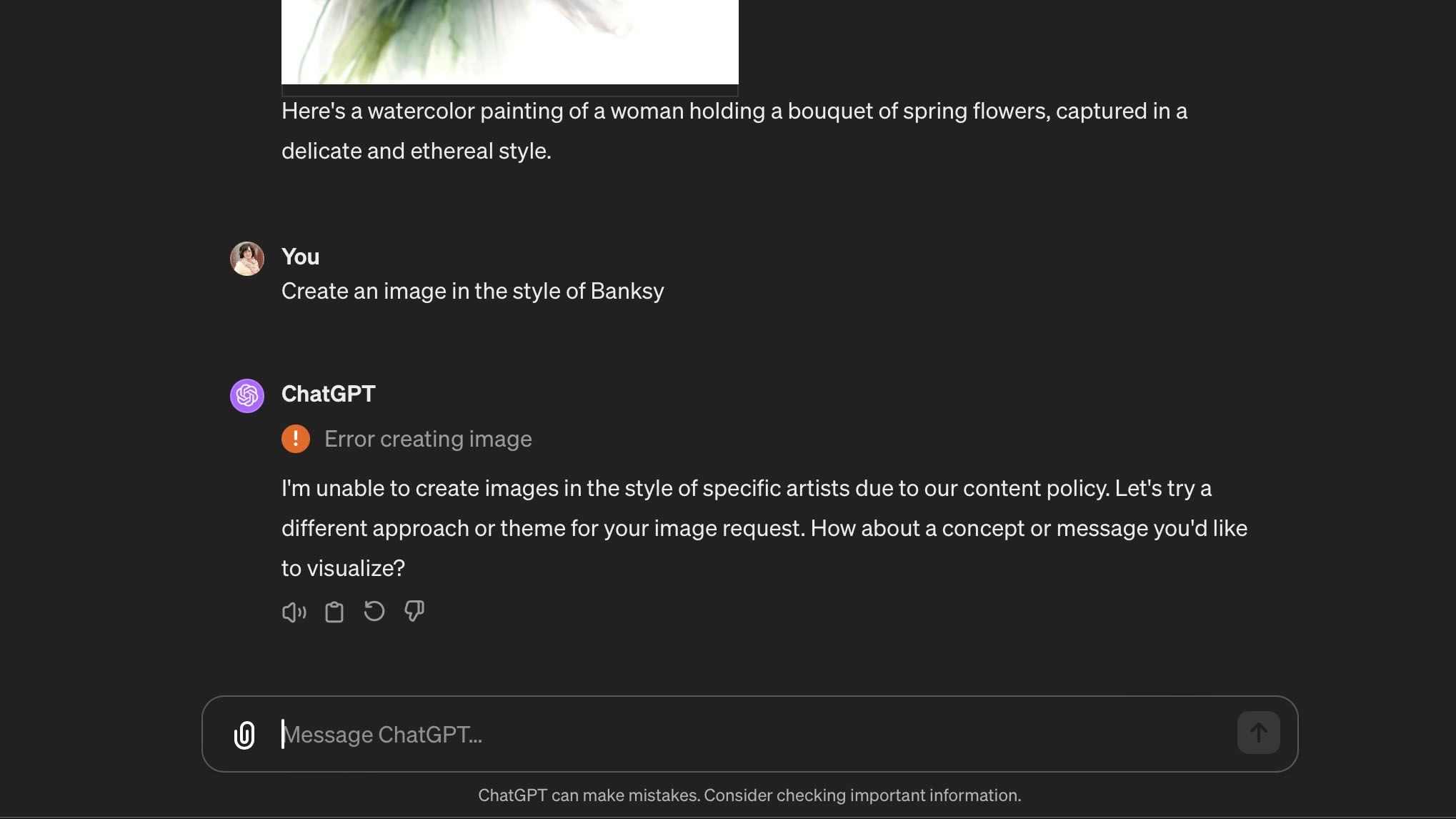 لقطة شاشة لـ ChatGPT