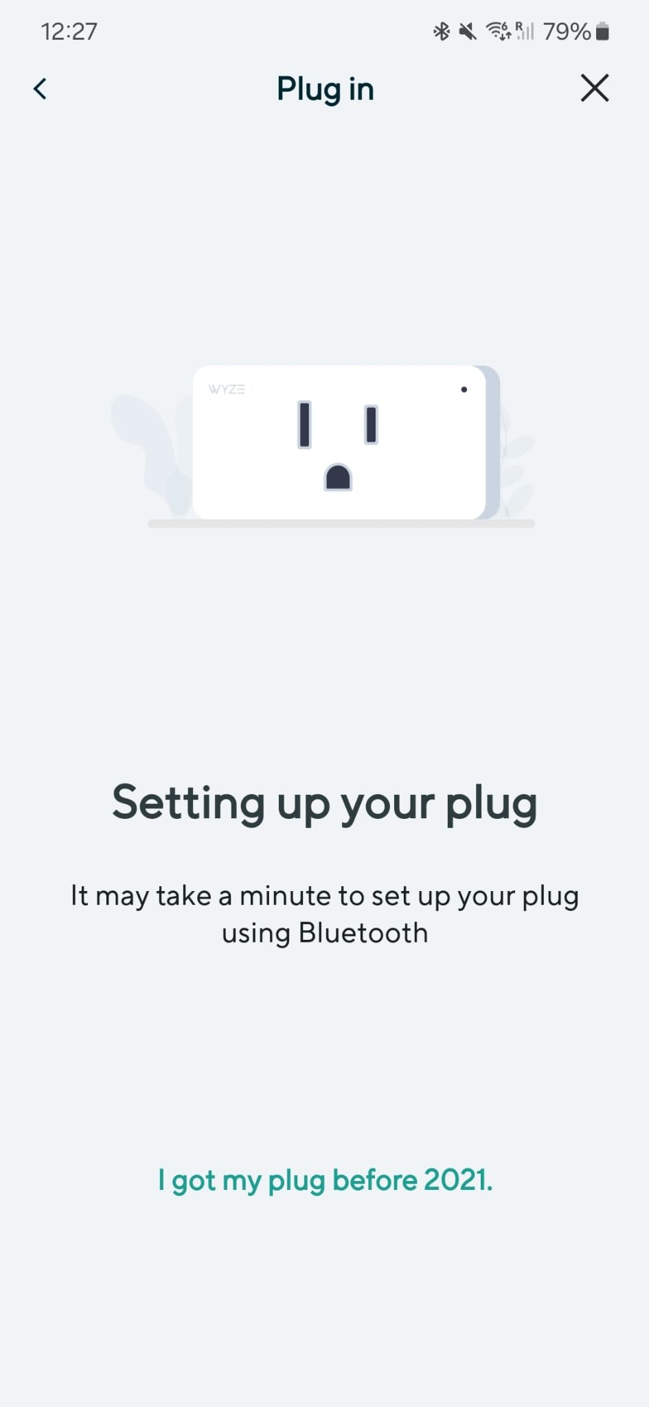 لقطة شاشة لتطبيق Wyze توضح العملية المحددة لـ Wyze Plugs قبل عام 2021